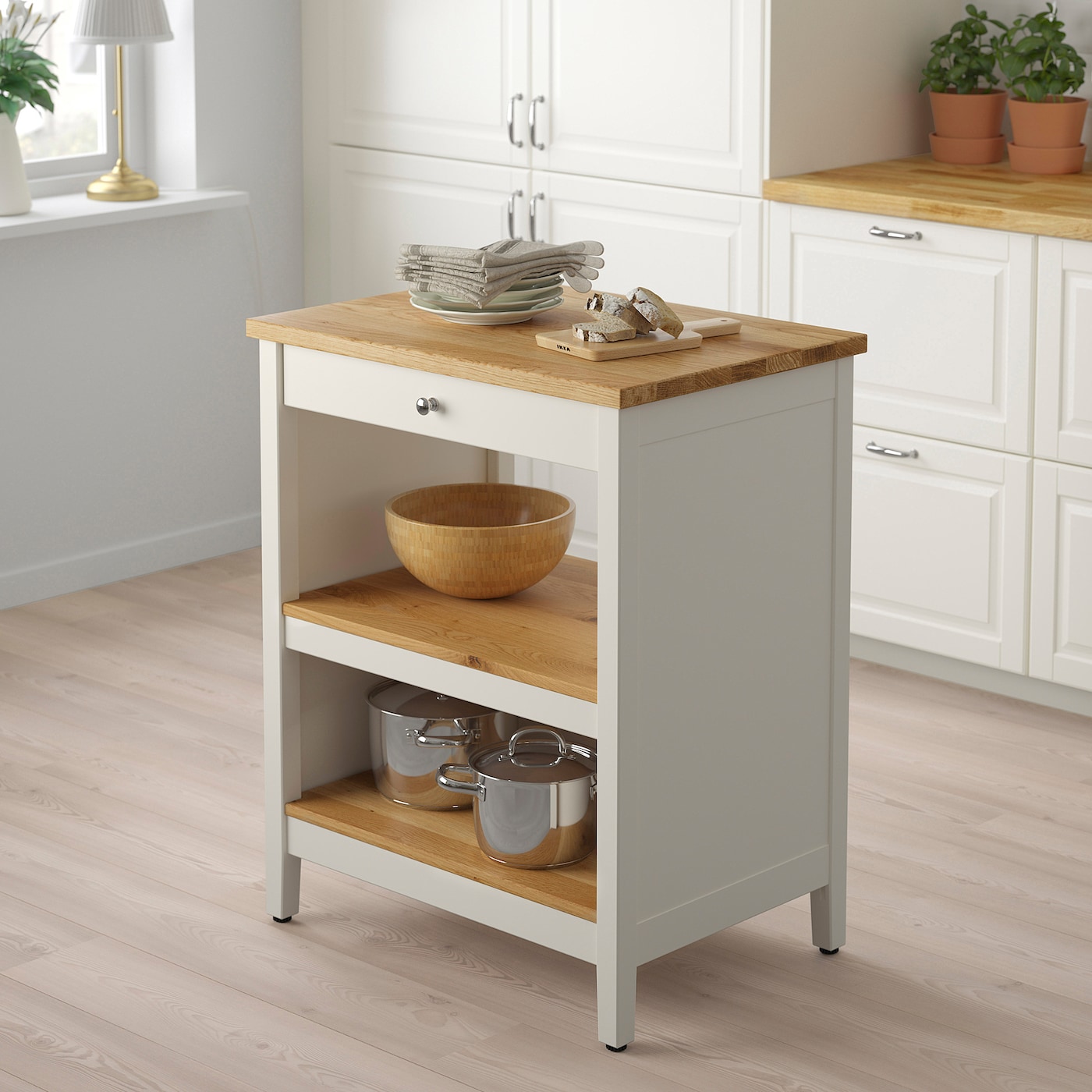 Фото ТОРНВИКЕН Кухонный остров кремовый/дуб