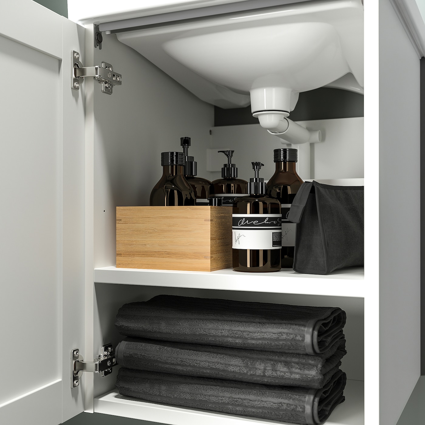 Фото ЭНХЕТ Шкаф под раковину/1 дверь белый/белая рамка