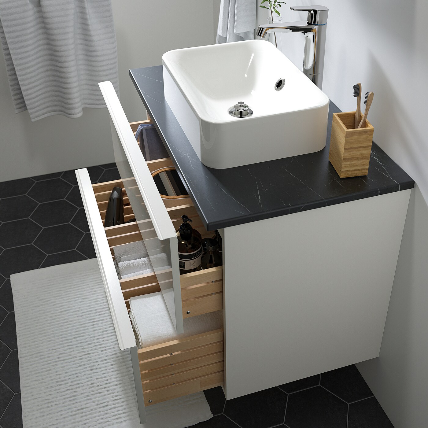 Фото ГОДМОРГОН/ТОЛКЕН / ХОРВИК Кабинет столешница + раковина 17 3/4x12 2/8 дюйма
