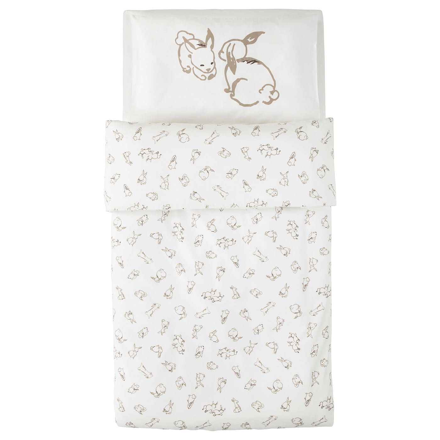 Фото РОДХАКЕ Пододеяльник, 1 наволочка для детской кроватки узор кролика/белый/бежевый