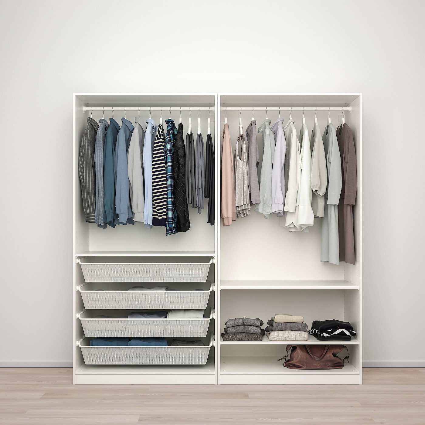Фото ПАКС / ФАРДАЛЬ/ОХЕЙМ Гардеробная комбинация глянцевое белое/зеркальное стекло
