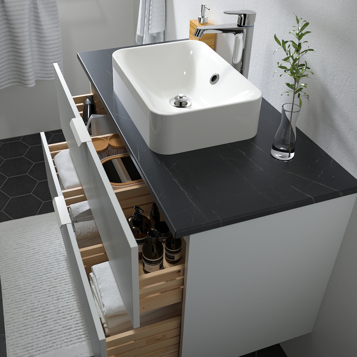 Фото ГОДМОРГОН/ТОЛКЕН / ХОРВИК Кабинет столешница + раковина 17 3/4x12 2/8 дюйма