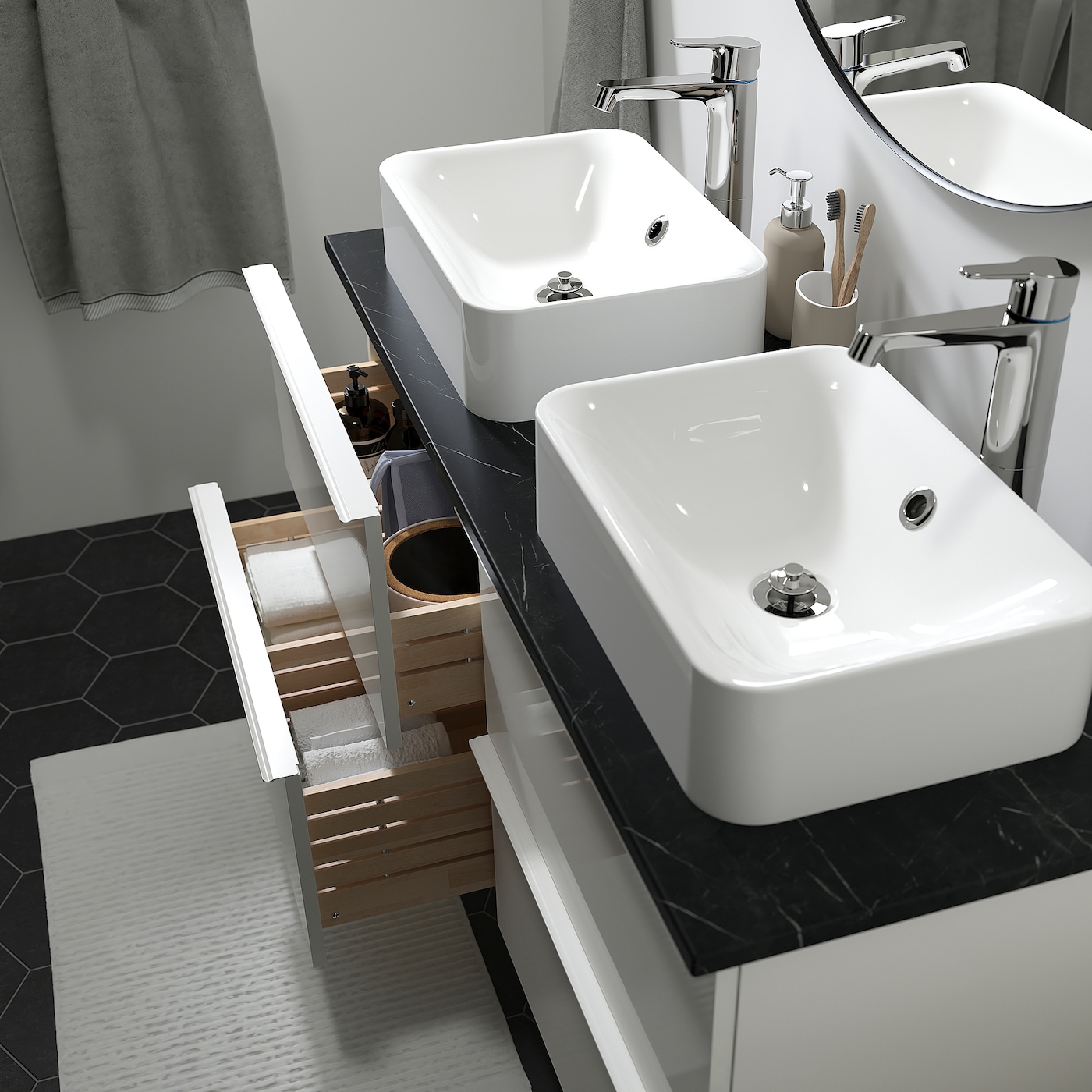 Фото ГОДМОРГОН/ТОЛКЕН / ХОРВИК Кабинет столешница + раковина 17 3/4x12 2/8 дюйма