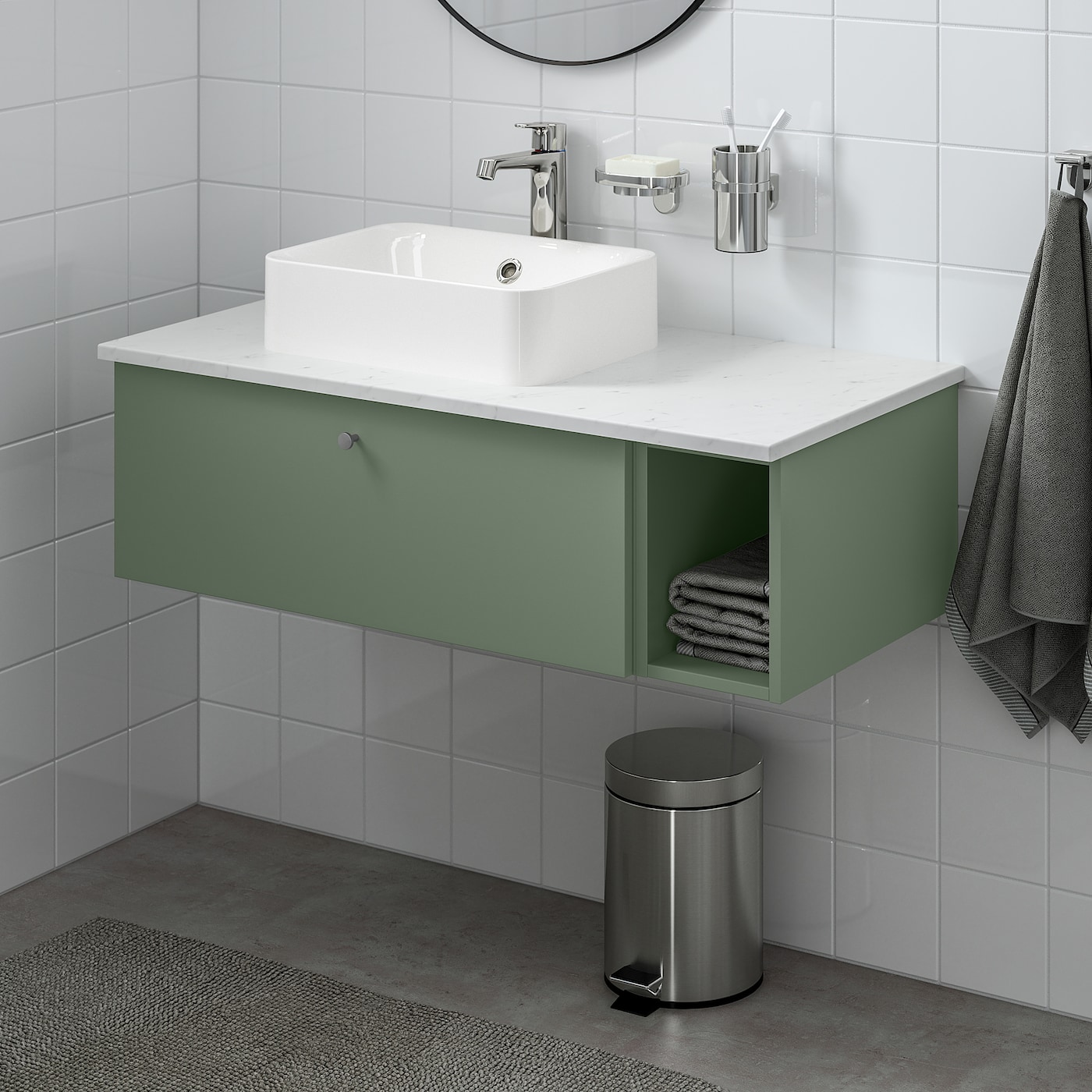 Фото ГОДМОРГОН Открытый шкаф Гиллбюрен серо-зеленый