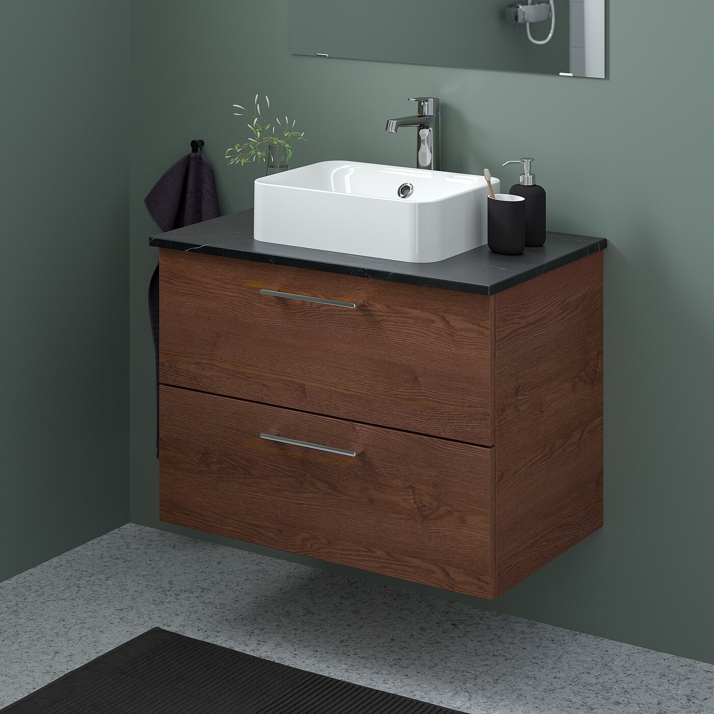 Фото ГОДМОРГОН/ТОЛКЕН / ХОРВИК Кабинет столешница + раковина 17 3/4x12 2/8 дюйма