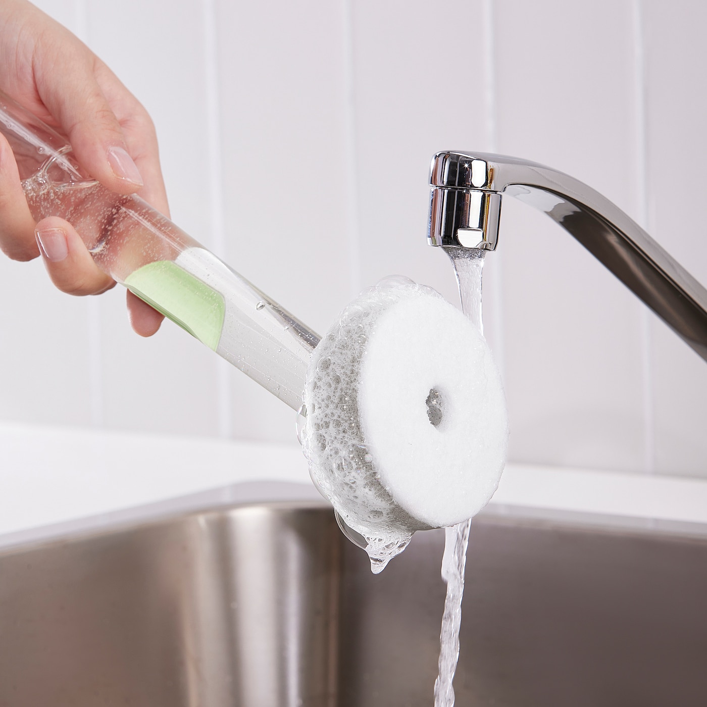 Фото ВИДЕВЕКМАЛЬ Набор губок для мытья посуды из 3 предметов с дозатором светло-зеленый