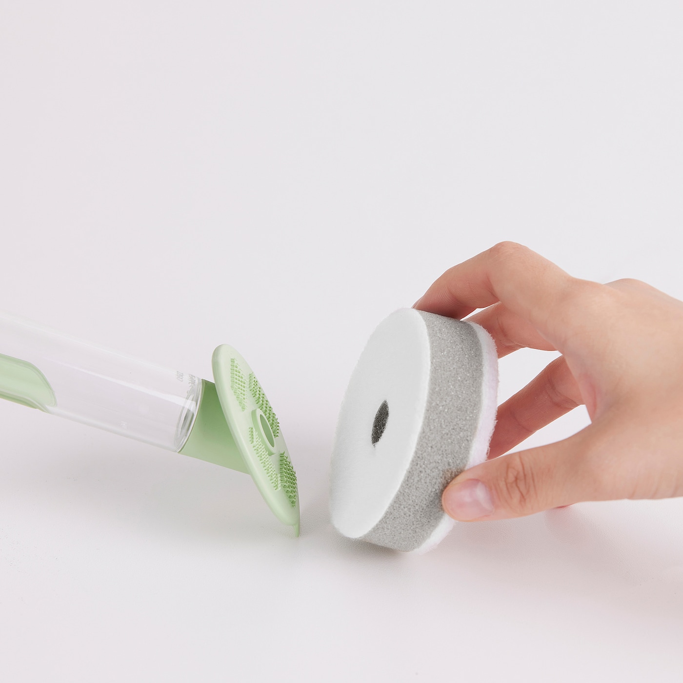 Фото ВИДЕВЕКМАЛЬ Набор губок для мытья посуды из 3 предметов с дозатором светло-зеленый