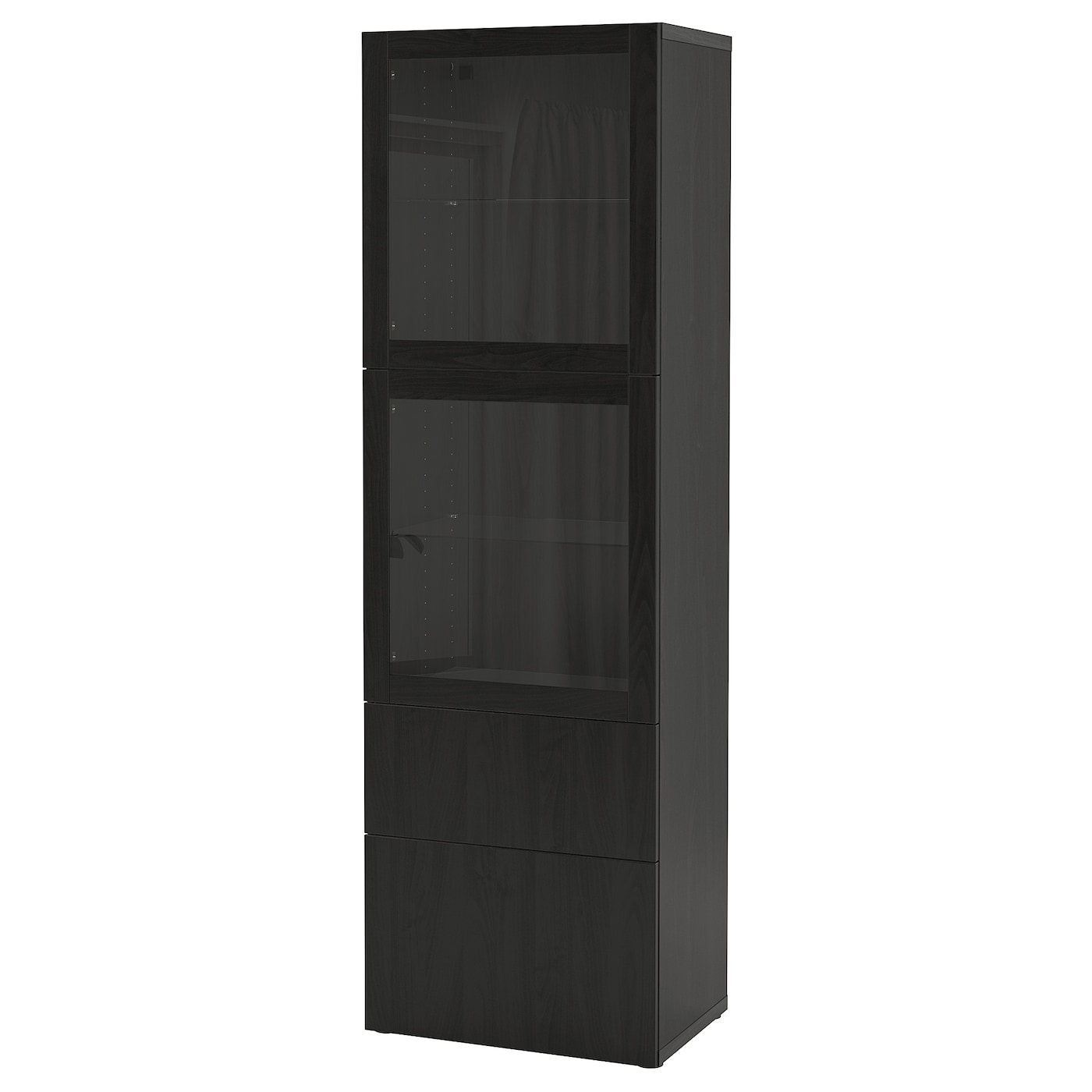 Фото БЕСТО, Комбинация для хранения вещей со стеклянными дверями, черно-коричневый/Лаппвикен черно-коричневый прозрачное стекло
