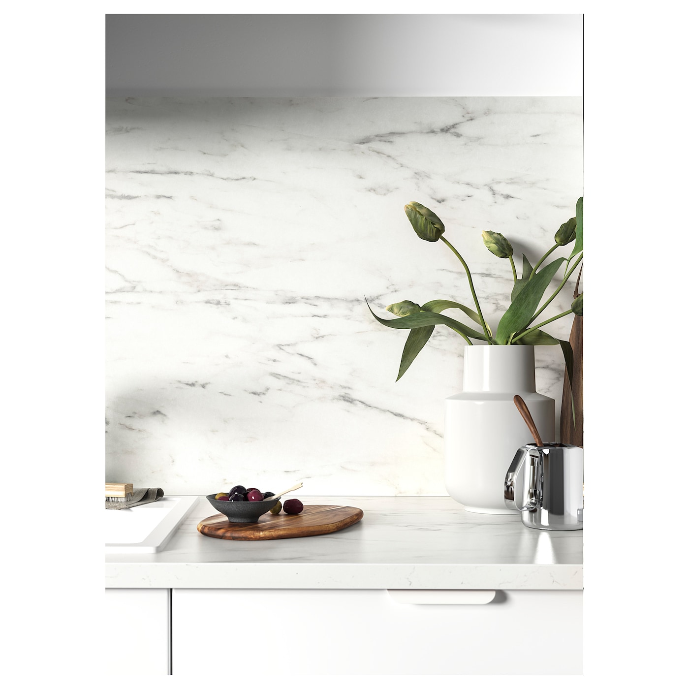 Фото ЭКБАККЕН Столешница эффект белого мрамора/ламинат