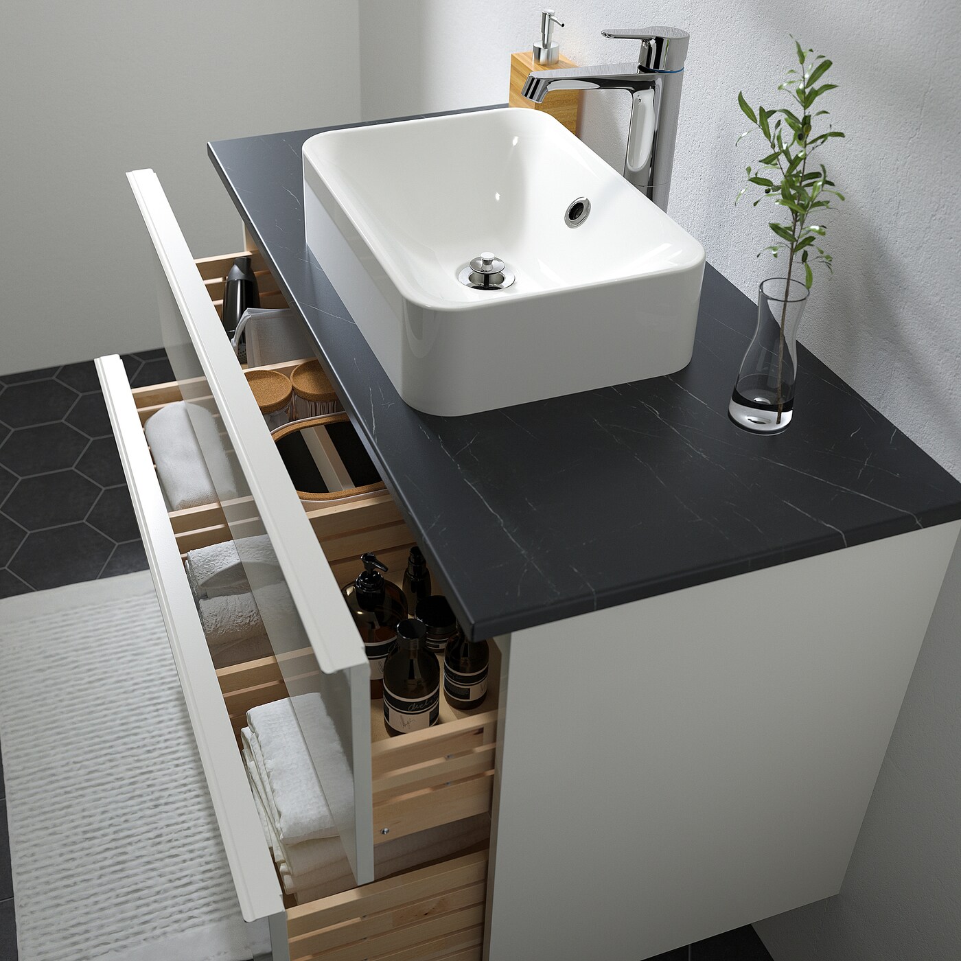 Фото ГОДМОРГОН/ТОЛКЕН / ХОРВИК Кабинет столешница + раковина 17 3/4x12 2/8 дюйма