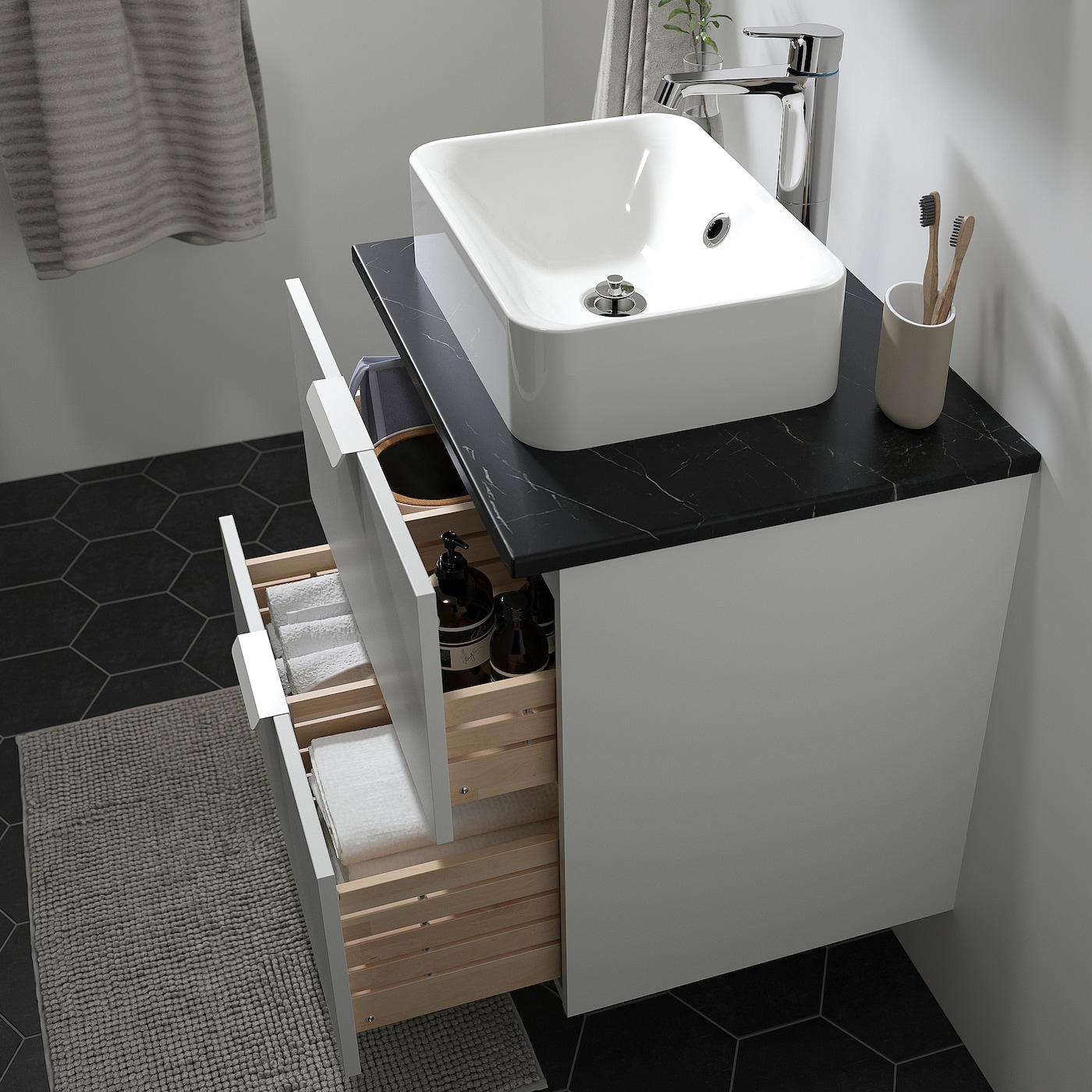 Фото ГОДМОРГОН/ТОЛКЕН / ХОРВИК Кабинет столешница + раковина 17 3/4x12 2/8 дюйма