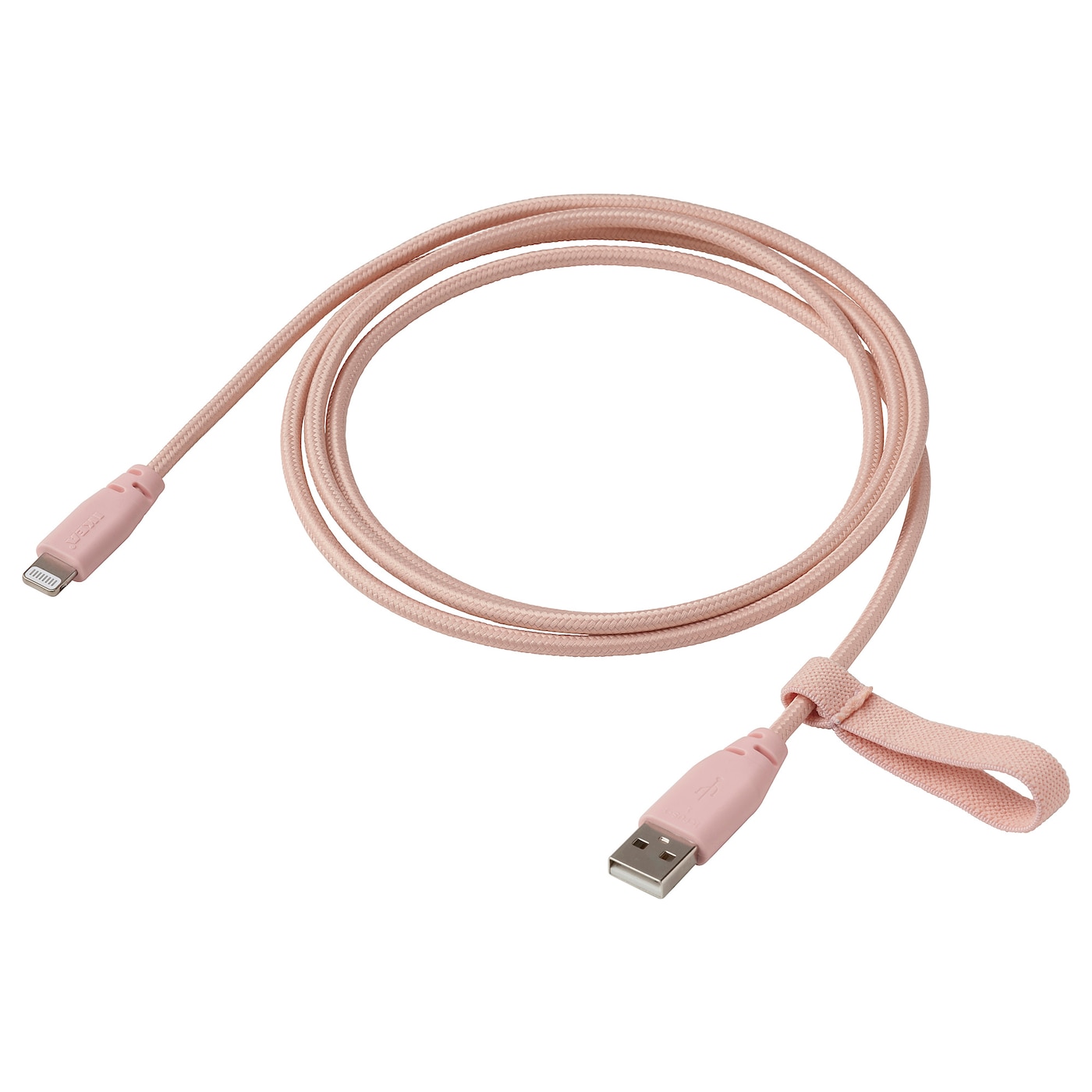 Фото ЛИЛЛХУЛЬТ, USB тип A к шнуру молнии, текстильный/светло-розовый
