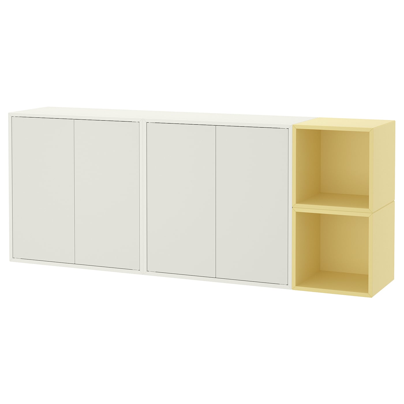 Фото ЭКЕТ, Комбинация настенного шкафа, белый/бледно-желтый